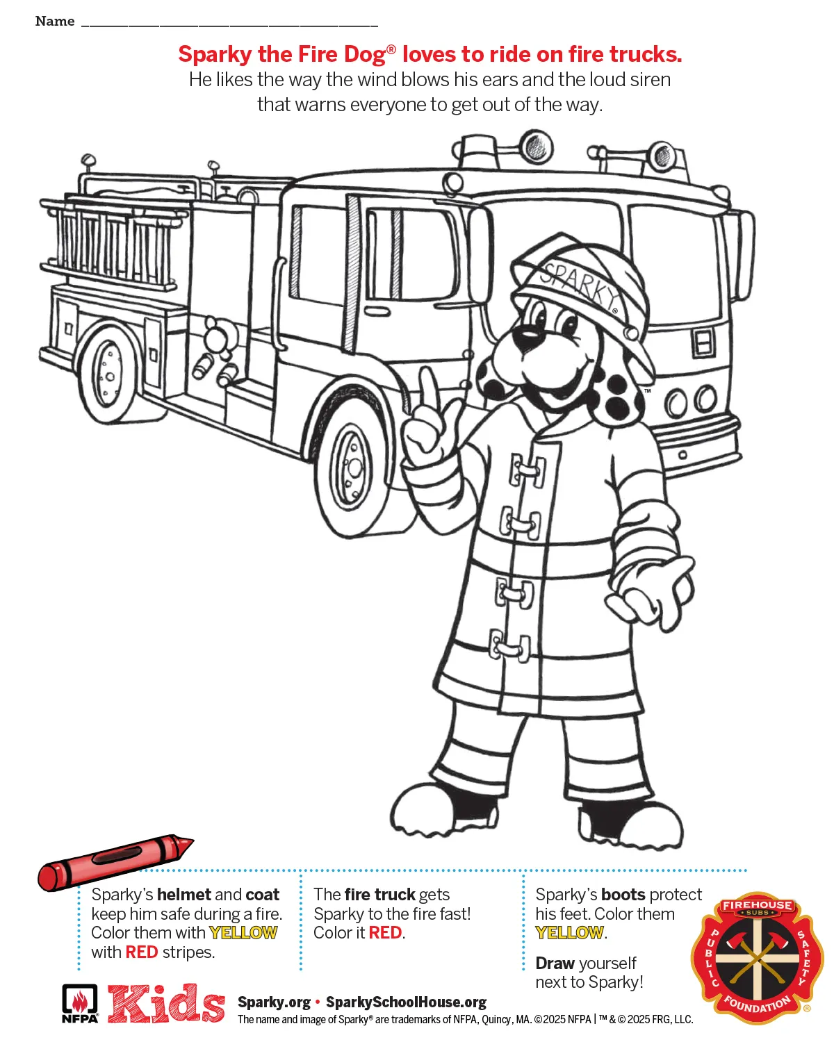 Coloring Page for Sparky Fire